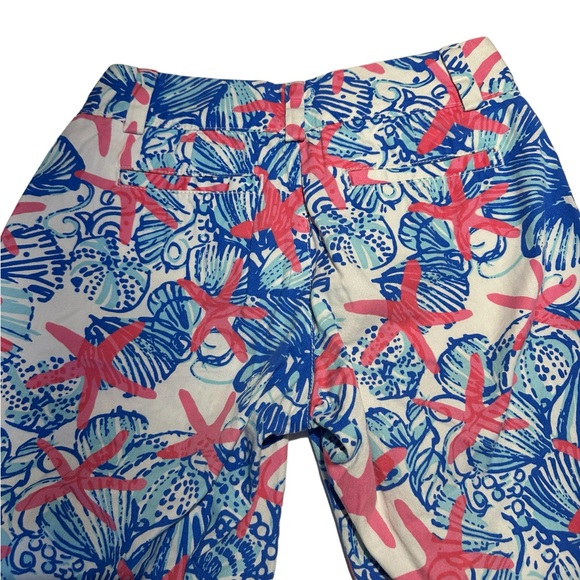 Lilly Pulitzer shorts.  Size 0   Red starfish on blue and white background. - Picture 3 of 11